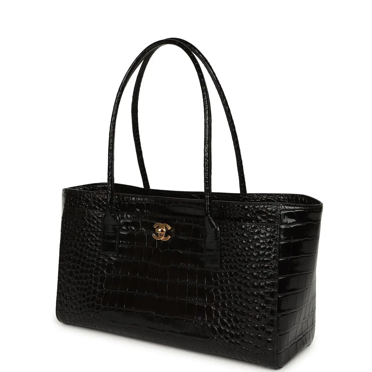 Chanel Chanel Small Cerf Shopping Bag Black Croc Embossed Calfskin Gold Hardware | Thumbnail 5 Chanel Chanel Small Cerf Shopping Bag Black Croc Embossed Calfskin Gold Hardware | Thumbnail 5