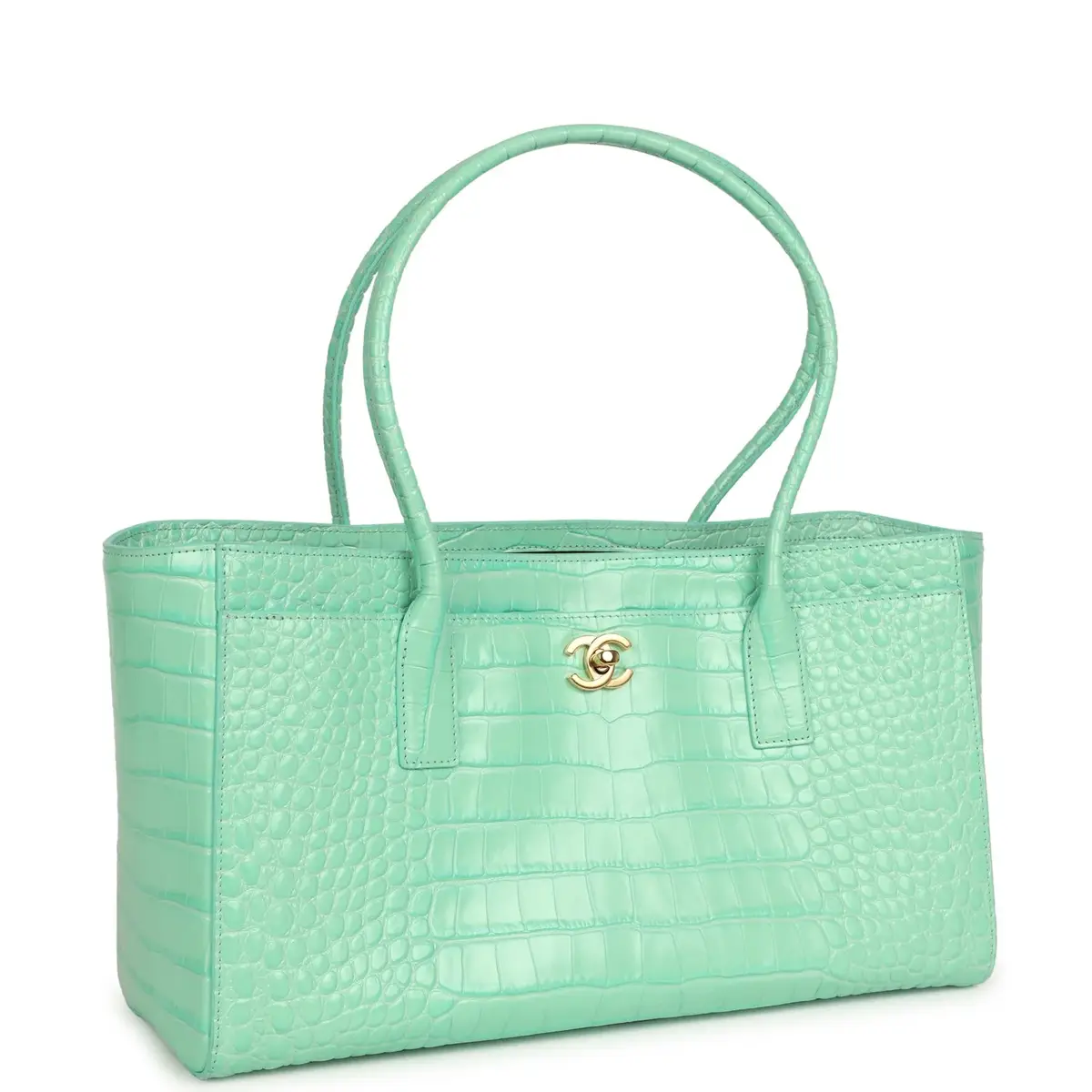 Chanel Chanel Small Cerf Shopping Bag Teal Croc Embossed Calfskin Gold Hardware | Thumbnail 2 Chanel Chanel Small Cerf Shopping Bag Teal Croc Embossed Calfskin Gold Hardware | Thumbnail 2