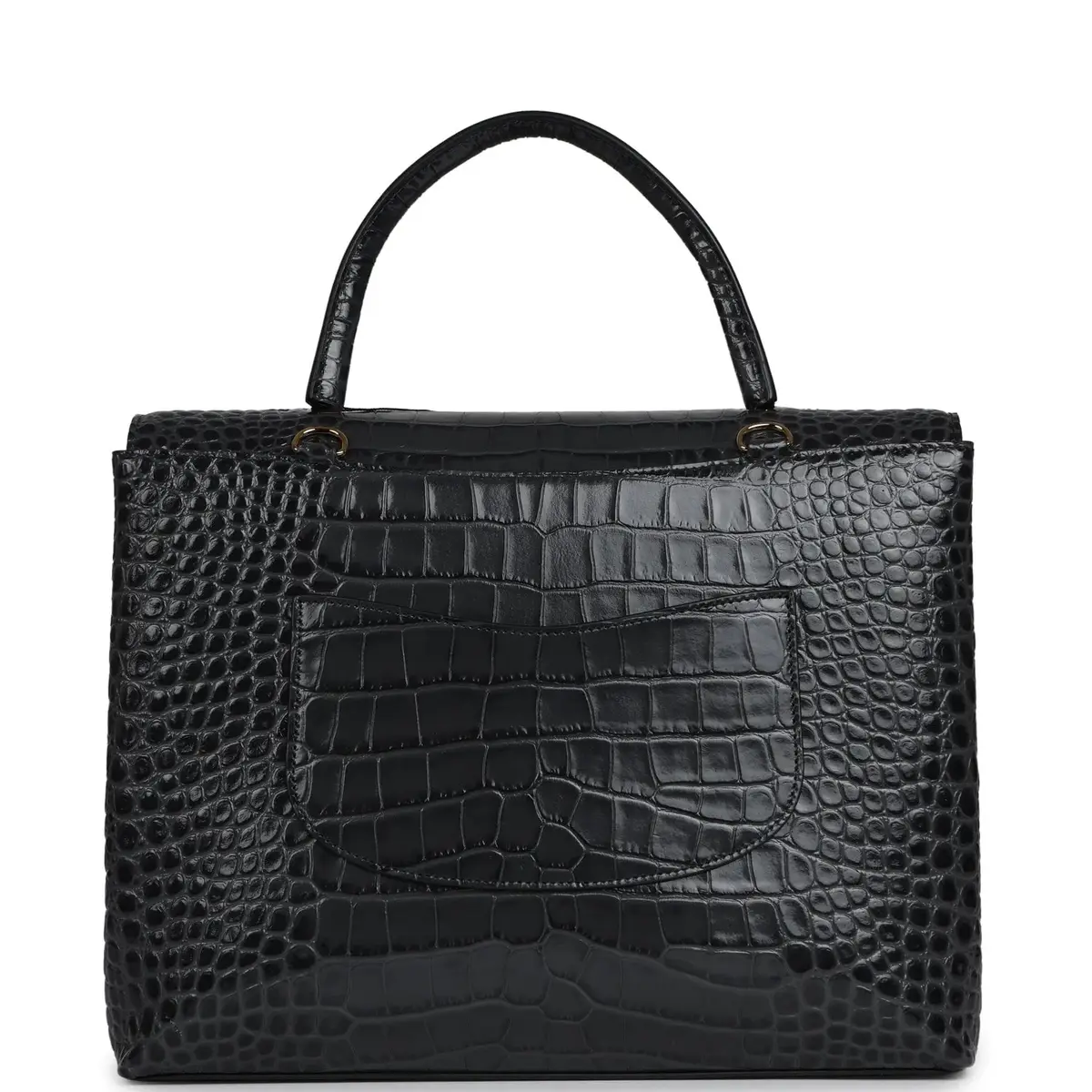Chanel Chanel Top Handle Envelope Flap Bag Grey Croc Embossed Calfskin Gold Hardware | Thumbnail 4