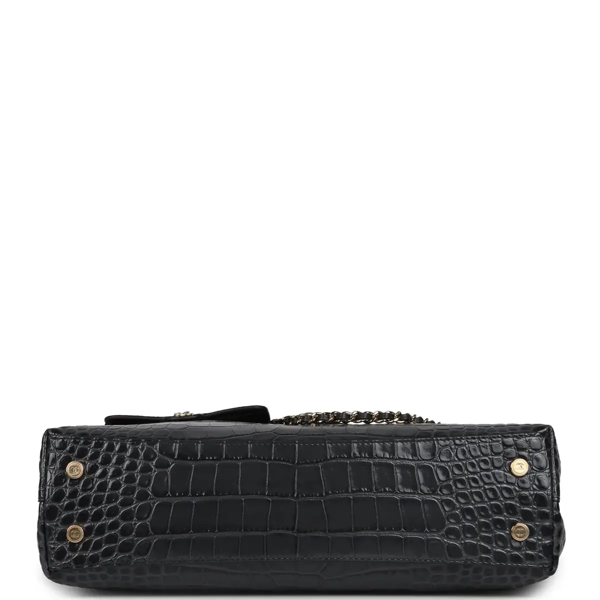 Chanel Chanel Top Handle Envelope Flap Bag Grey Croc Embossed Calfskin Gold Hardware | Thumbnail 6