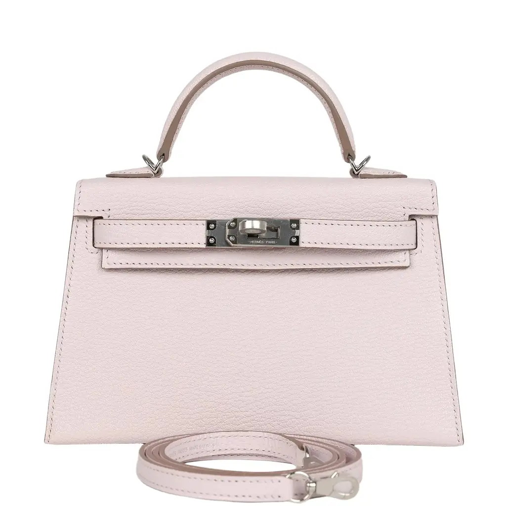 HERMÈS Hermes Kelly Sellier 20 Mauve Pale Chevre Palladium Hardware