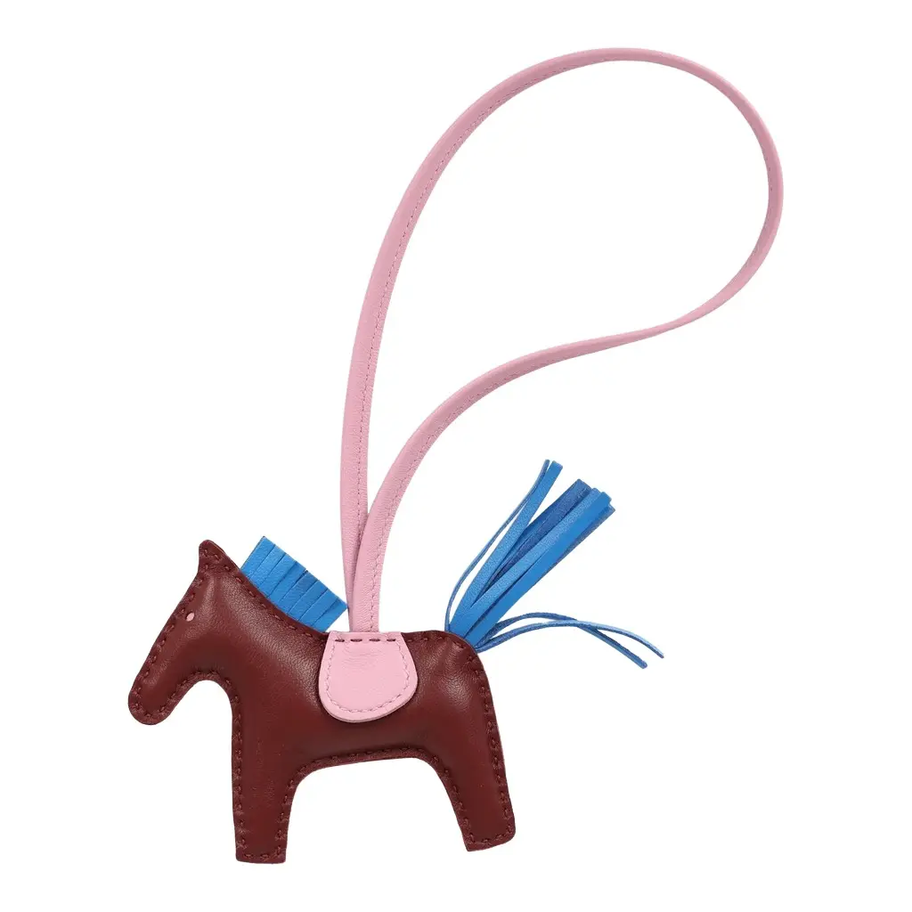 HERMÈS Hermes Rodeo Bag Charm PM Rouge H, Mauve Sylvestre, Bleu Hydra Milo Lambskin