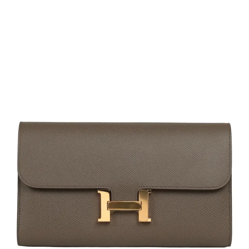 HERMÈS Pre-owned Hermes Constance Long Wallet Etain Epsom Gold Hardware