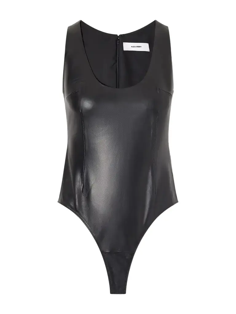 Alex Perry Darted Leather Bodysuit