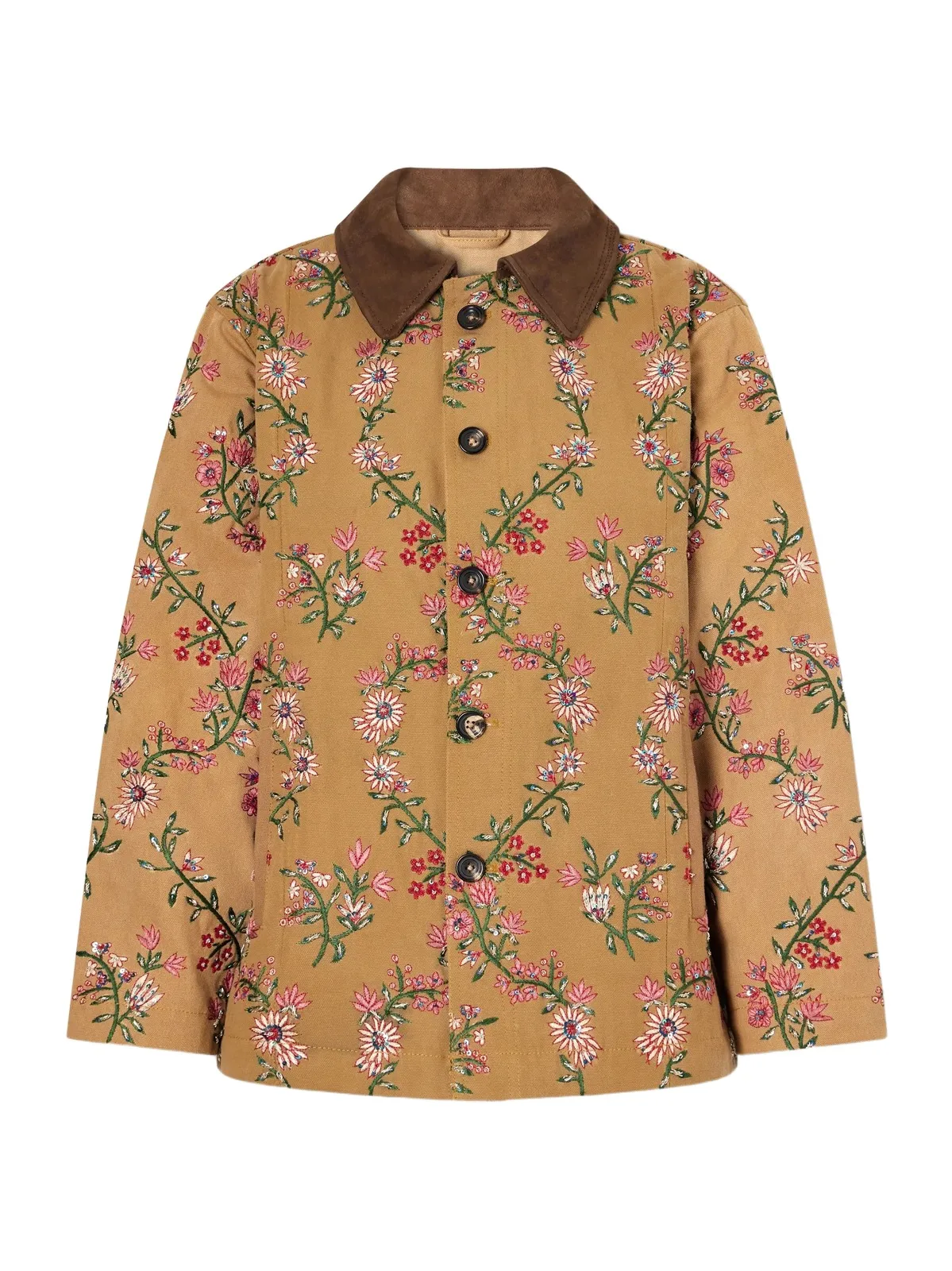 Kartik Research Chintz Sequin-embellished Floral-embroidered Suede-trimmed Cotton-canvas Jacket