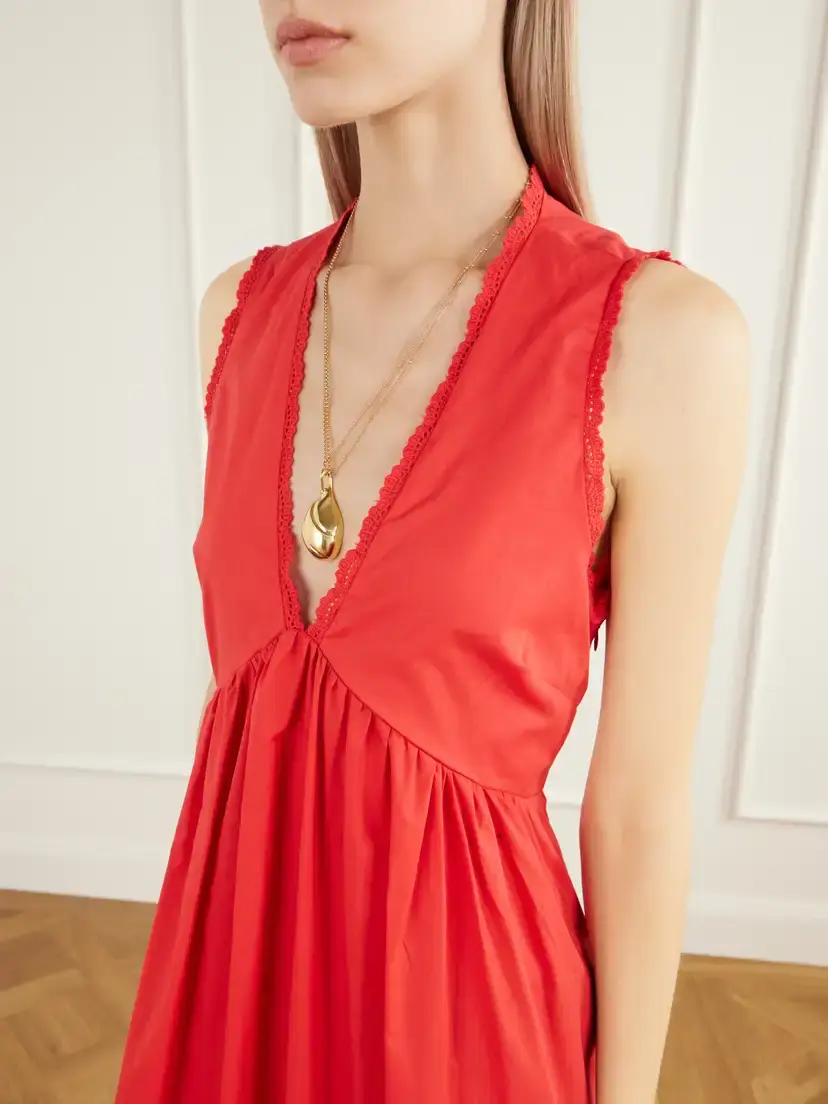 Faithfull Jovita Gathered Broderie-anglaise Trimmed Cotton-poplin Midi Dress | Thumbnail 4