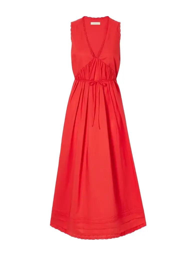 Faithfull Jovita Gathered Broderie-anglaise Trimmed Cotton-poplin Midi Dress
