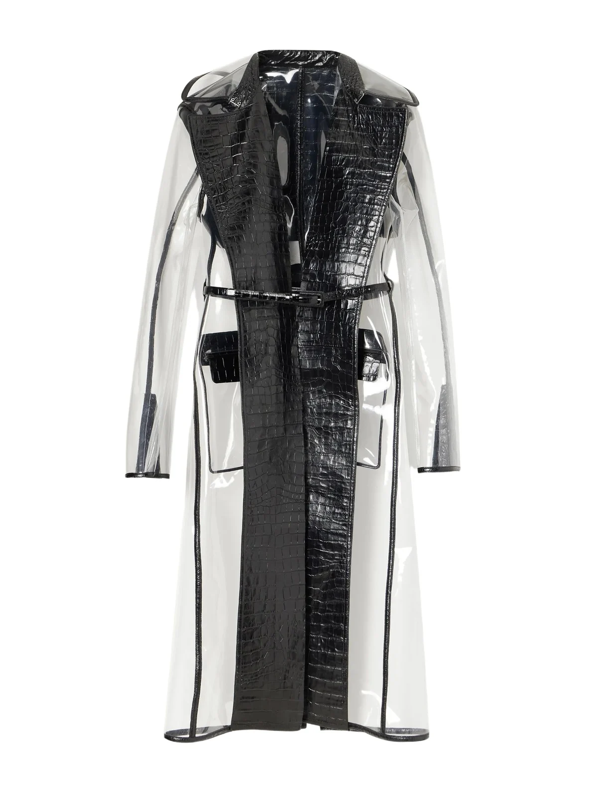 Croc-effect Leather-trimmed Tpu Coat