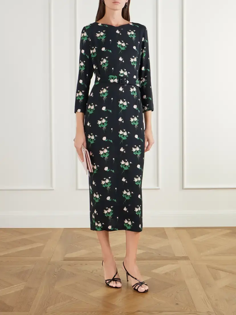 BERNADETTE Lucky Belted Floral-print Crepe Midi Dress | Thumbnail 2 BERNADETTE Lucky Belted Floral-print Crepe Midi Dress | Thumbnail 2