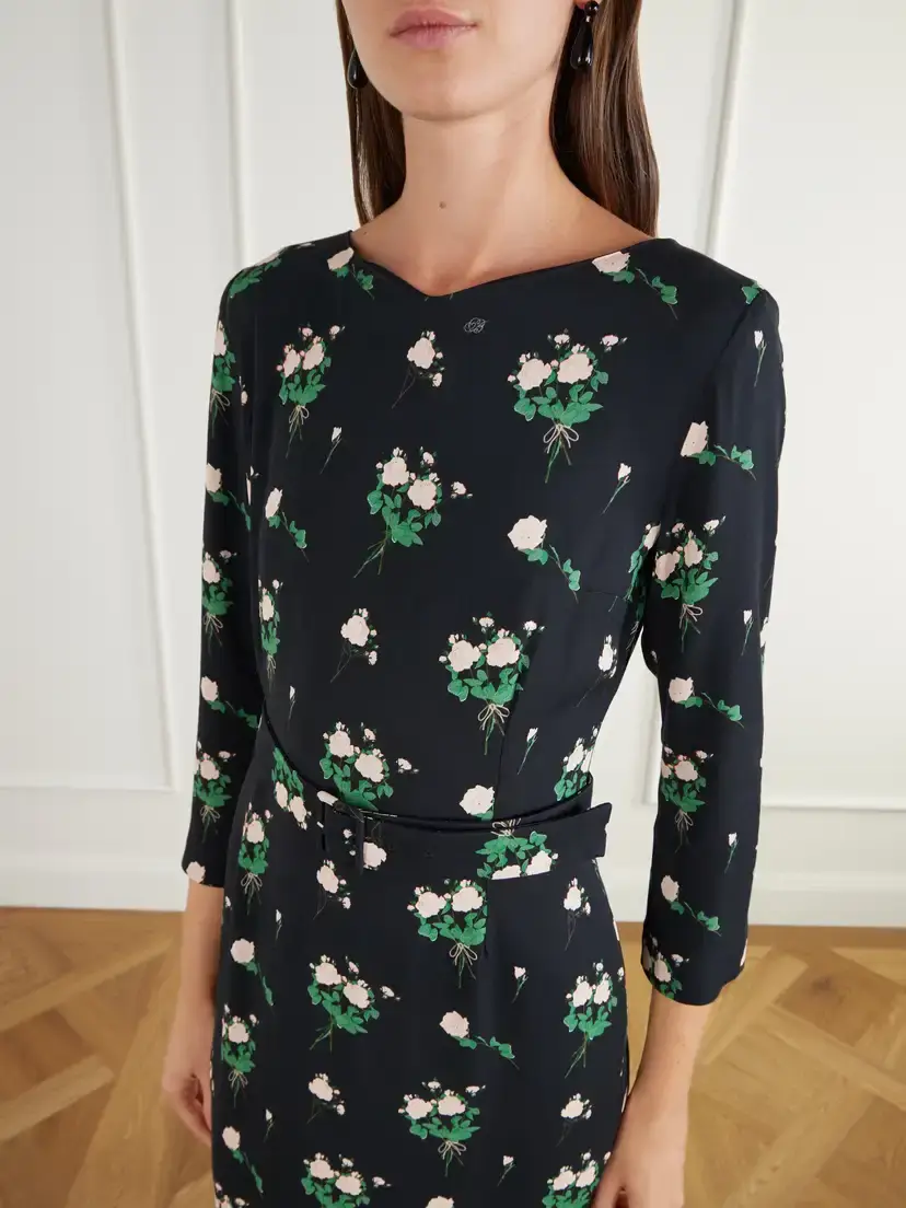 BERNADETTE Lucky Belted Floral-print Crepe Midi Dress | Thumbnail 4 BERNADETTE Lucky Belted Floral-print Crepe Midi Dress | Thumbnail 4