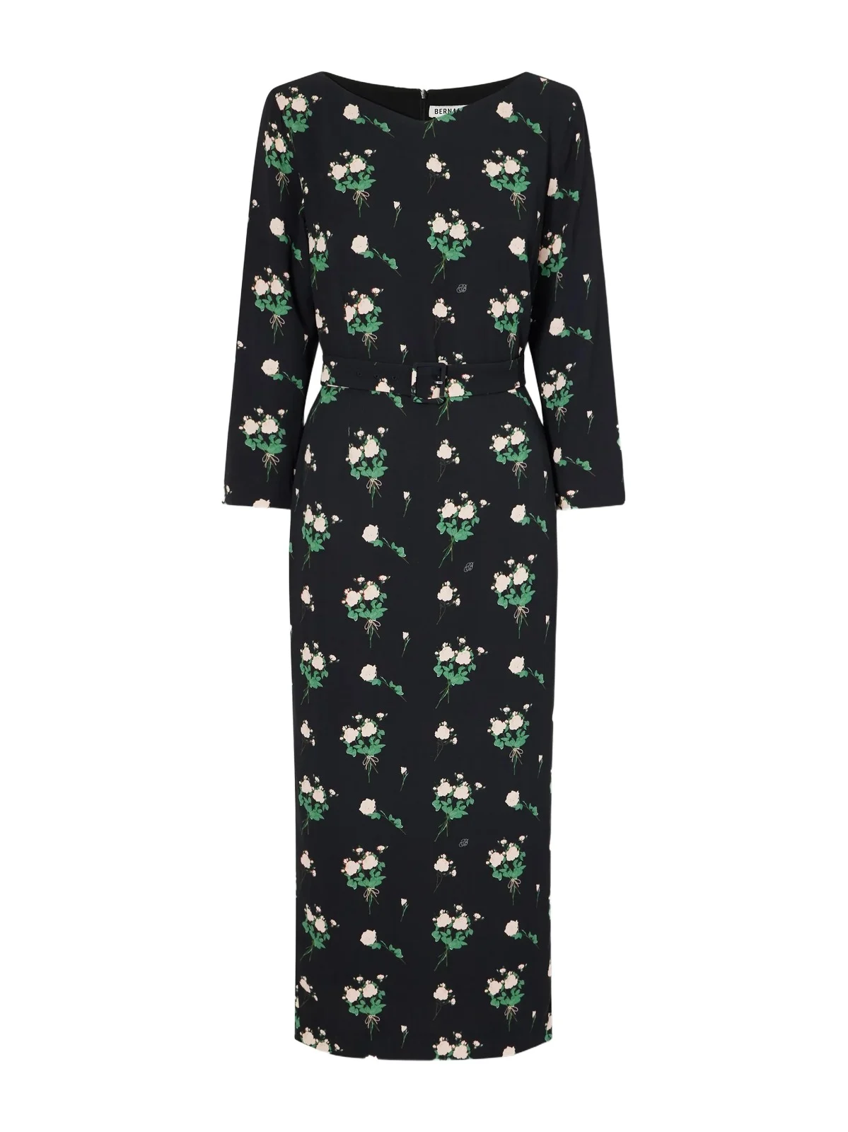 Lucky Belted Floral-print Crepe Midi Dress