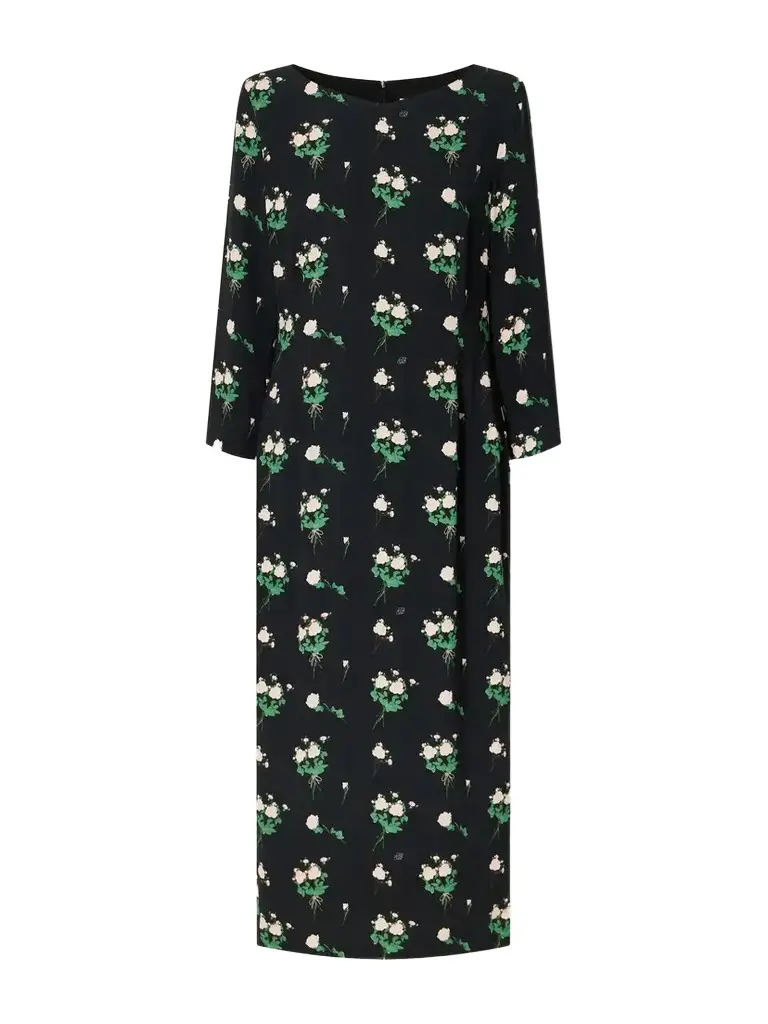 BERNADETTE Lucky Belted Floral-print Crepe Midi Dress
