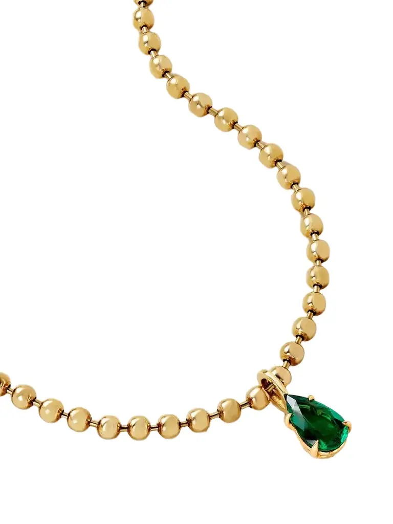 Anita Ko 18-karat Gold Emerald Beaded Necklace