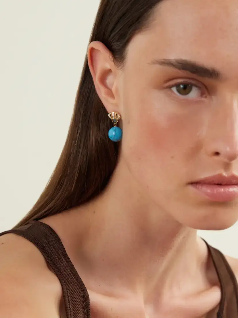Mateo Petite Venus 14-karat Gold, Diamond And Turquoise Earrings | Thumbnail 2 Mateo Petite Venus 14-karat Gold, Diamond And Turquoise Earrings | Thumbnail 2