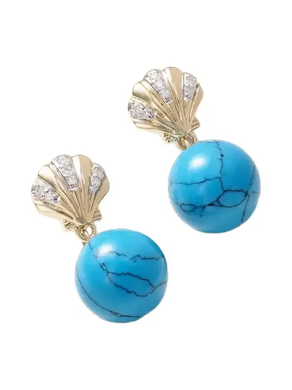 Mateo Petite Venus 14-karat Gold, Diamond And Turquoise Earrings