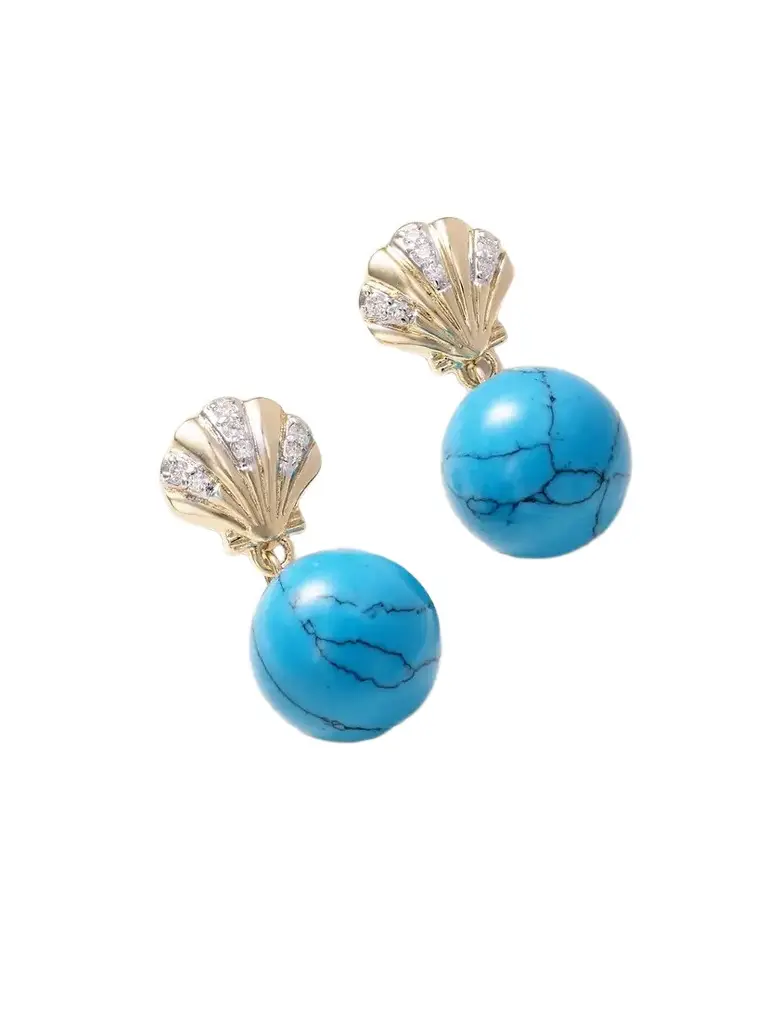 Mateo Petite Venus 14-karat Gold, Diamond And Turquoise Earrings