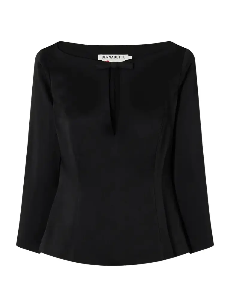 BERNADETTE Romi Bow-detailed Darted Satin Top