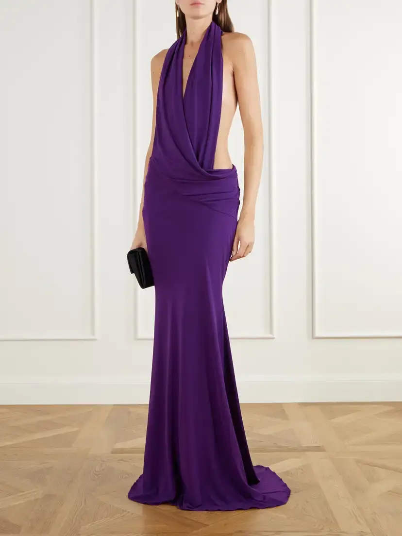Alex Perry Halterneck Draped Jersey Gown | Thumbnail 2 Alex Perry Halterneck Draped Jersey Gown | Thumbnail 2