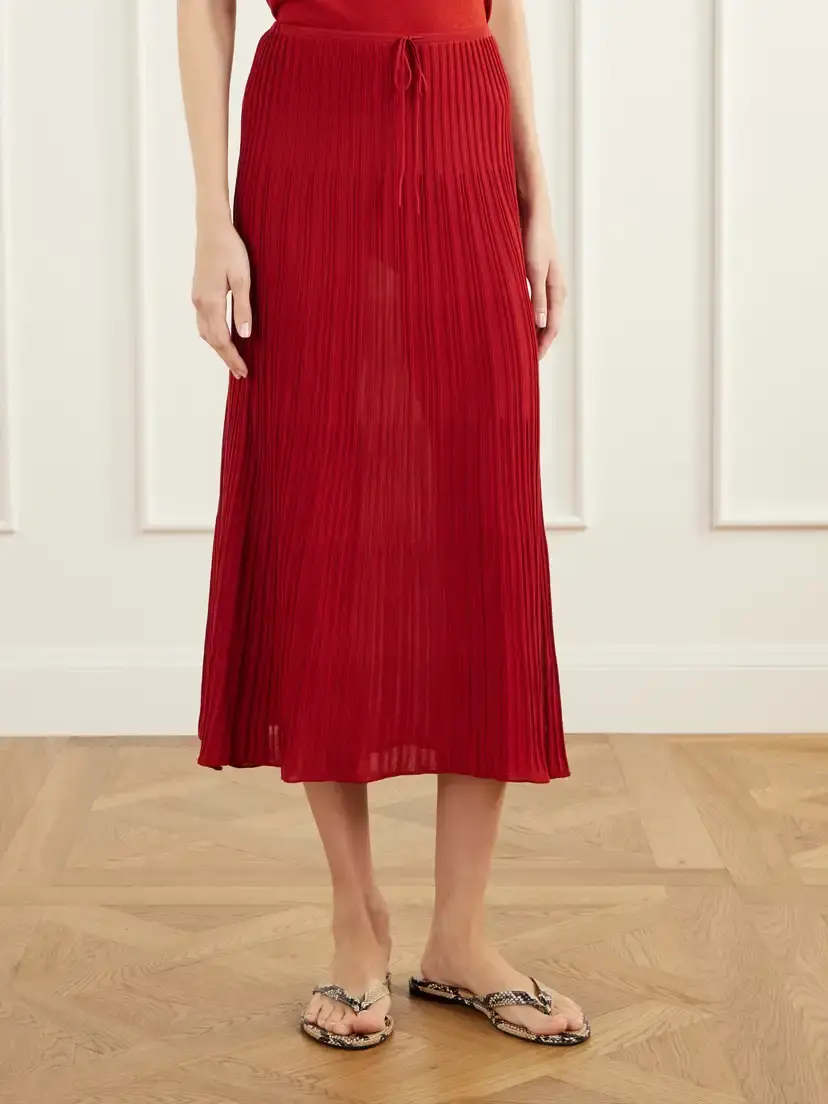 Faithfull Citara Drawstring Ribbed Cotton-blend Knitted Midi Skirt | Thumbnail 3