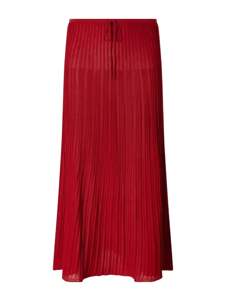 Faithfull Citara Drawstring Ribbed Cotton-blend Knitted Midi Skirt