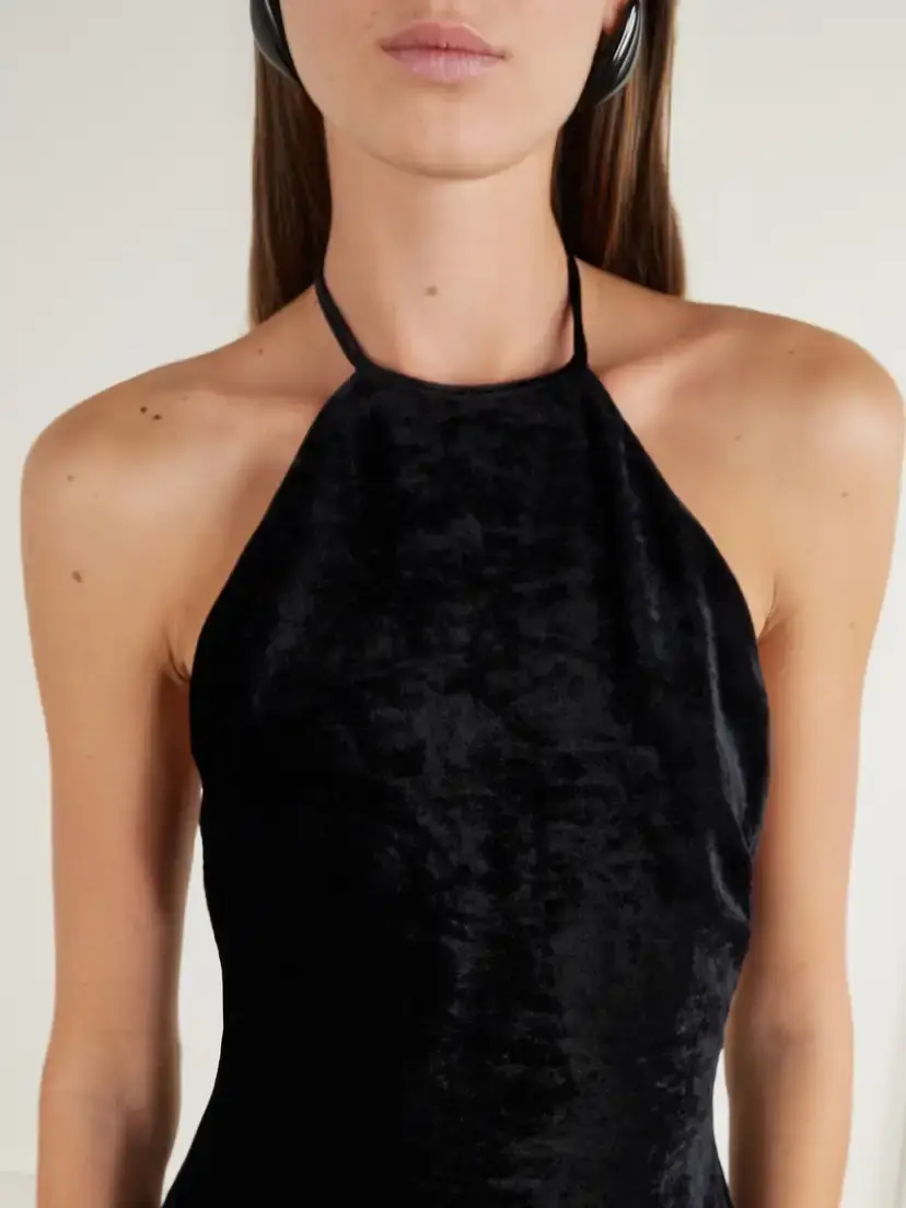 BERNADETTE Francine Velvet Halterneck Mini Dress | Thumbnail 4 BERNADETTE Francine Velvet Halterneck Mini Dress | Thumbnail 4