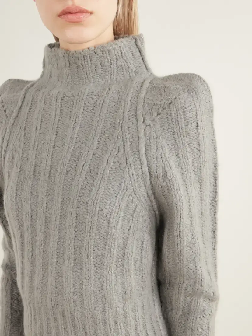 Rick Owens Cropped Ribbed Cashmere And Silk-blend Turtleneck Sweater | Thumbnail 4 Rick Owens Cropped Ribbed Cashmere And Silk-blend Turtleneck Sweater | Thumbnail 4