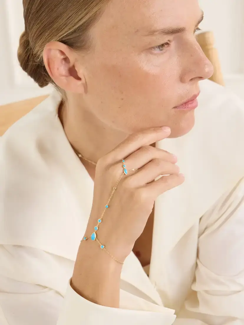 SHAY 18-karat Gold, Turquoise And Diamond Hand Bracelet | Thumbnail 2