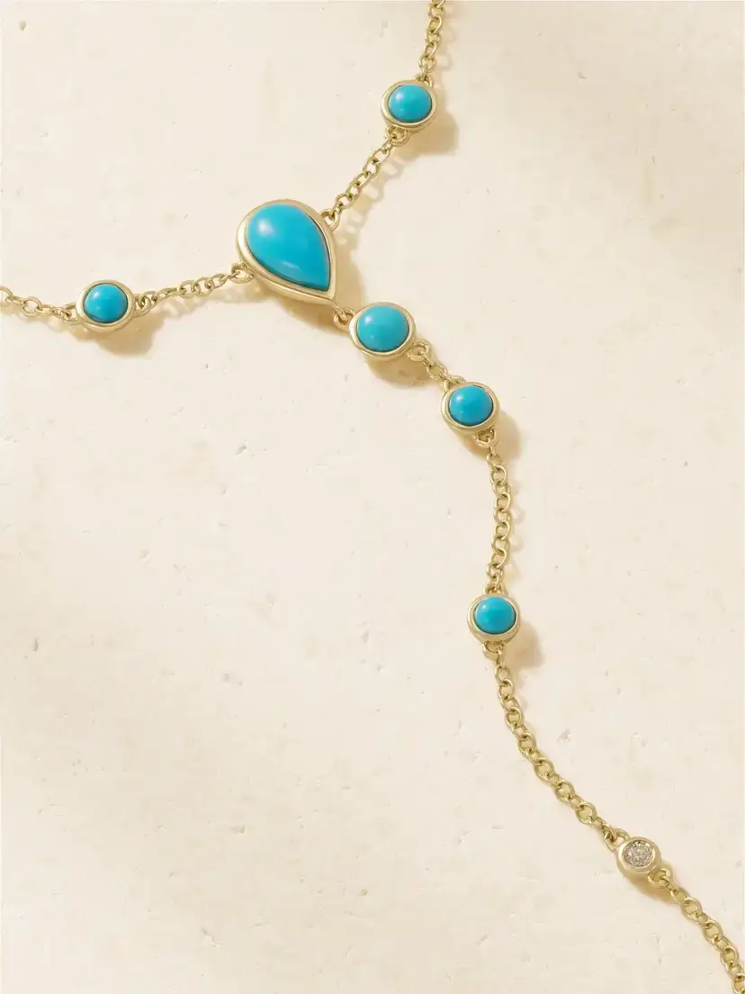 SHAY 18-karat Gold, Turquoise And Diamond Hand Bracelet | Thumbnail 5