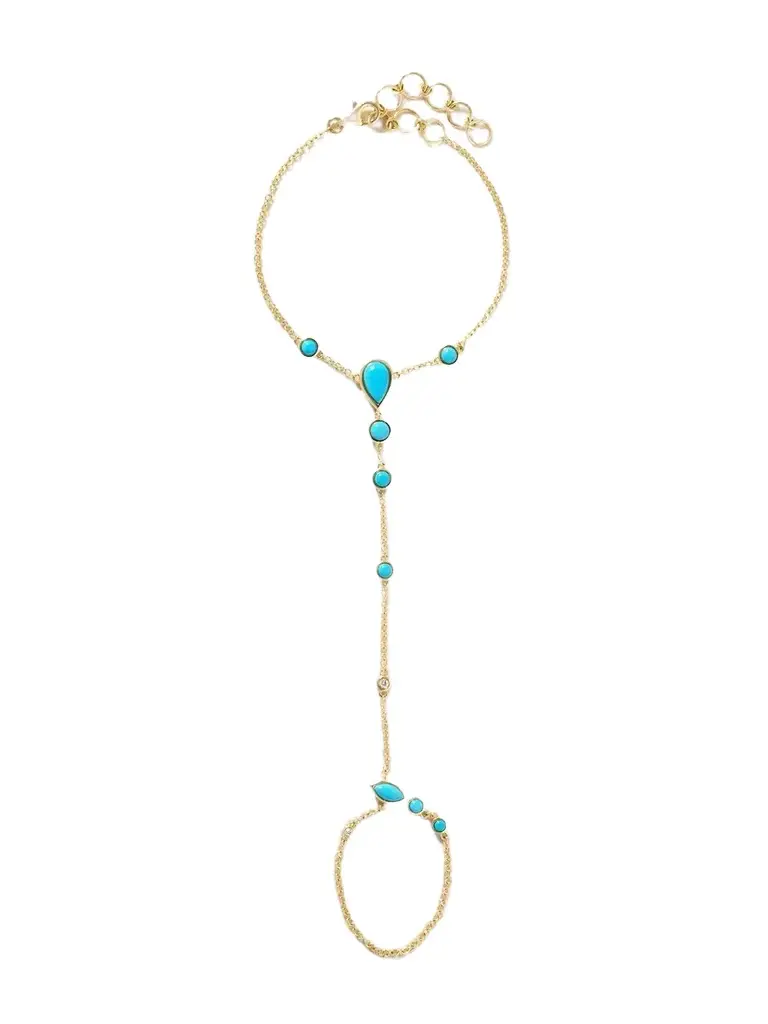 SHAY 18-karat Gold, Turquoise And Diamond Hand Bracelet
