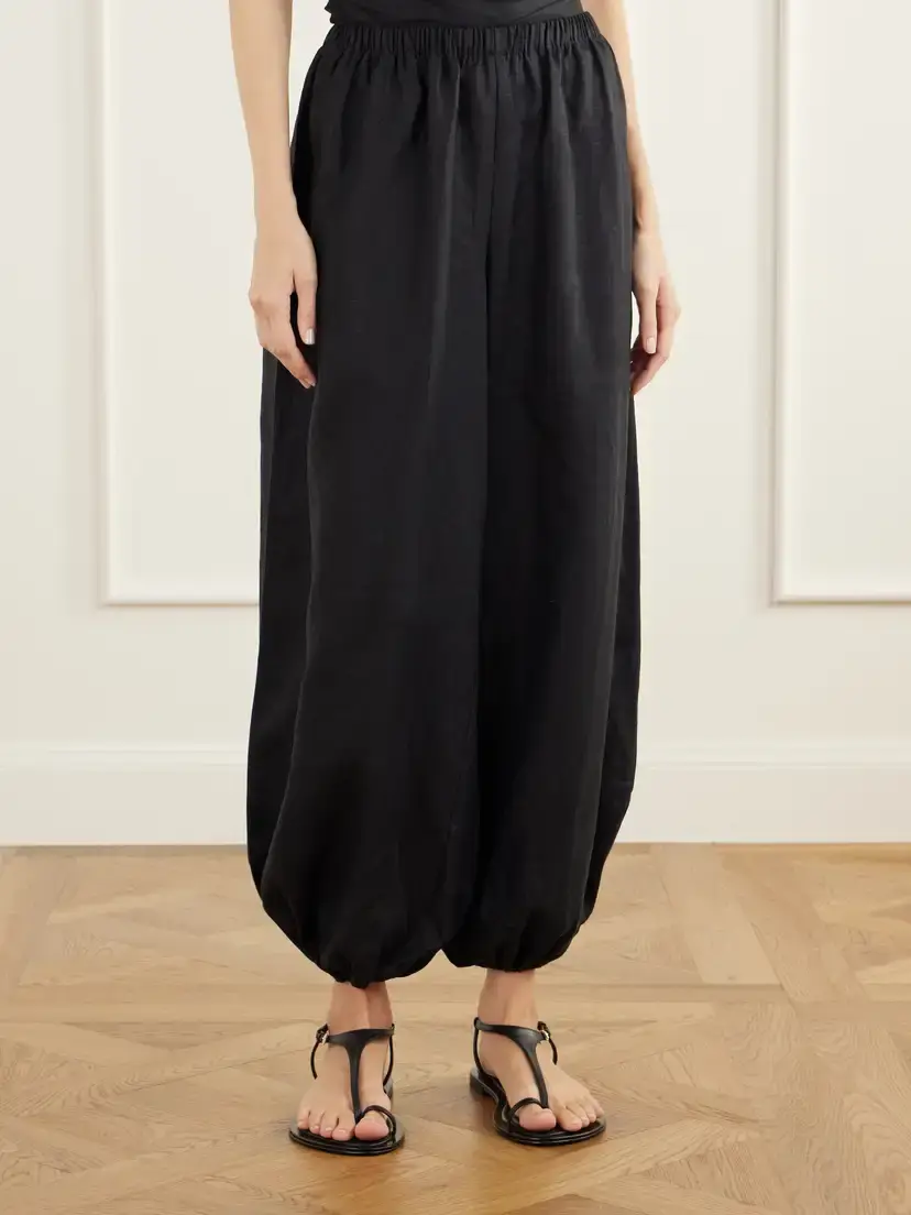Faithfull Kortez Balloon Gathered Linen Woven Tapered Pants | Thumbnail 3