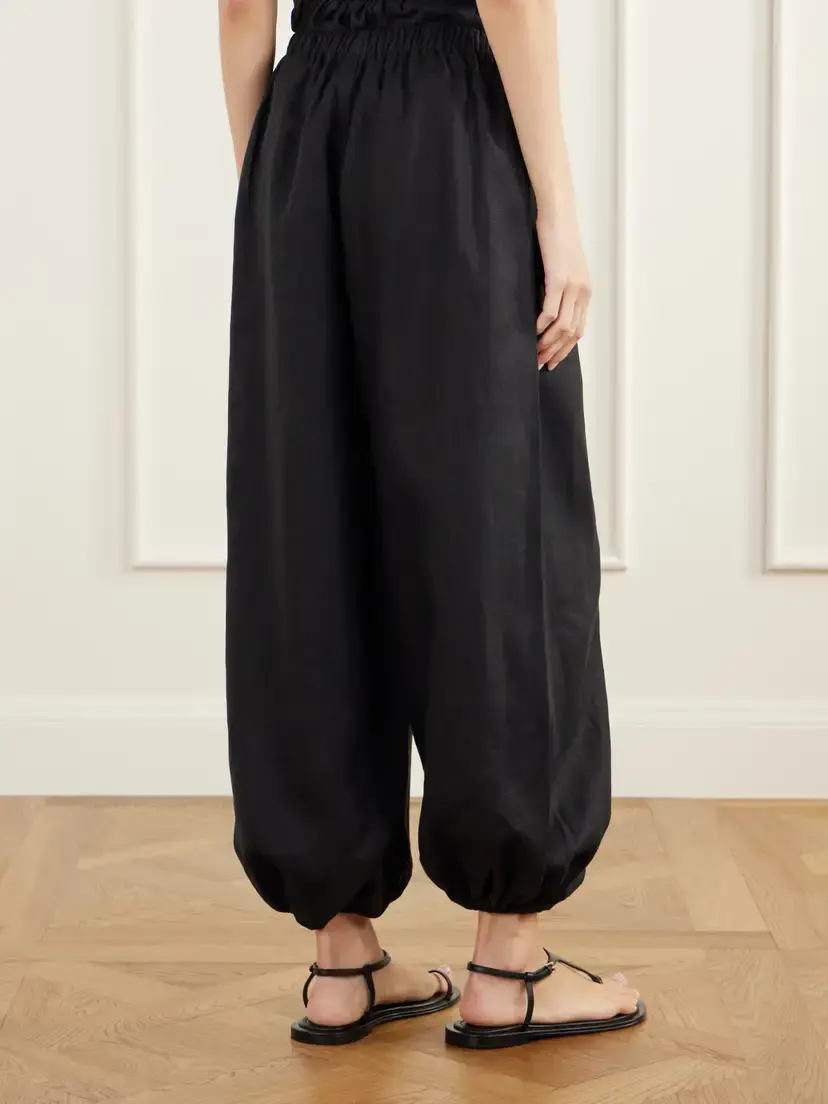 Faithfull Kortez Balloon Gathered Linen Woven Tapered Pants | Thumbnail 4