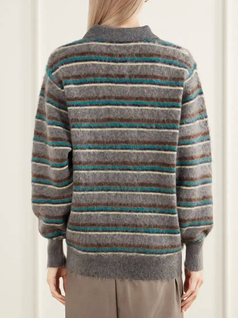 ssstein Striped Brushed-knit Polo Shirt | Thumbnail 4 ssstein Striped Brushed-knit Polo Shirt | Thumbnail 4