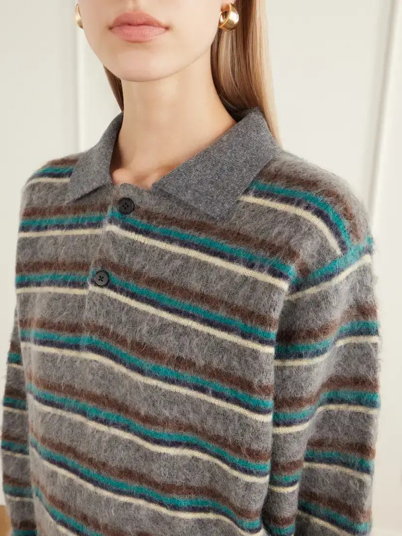 ssstein Striped Brushed-knit Polo Shirt | Thumbnail 5 ssstein Striped Brushed-knit Polo Shirt | Thumbnail 5