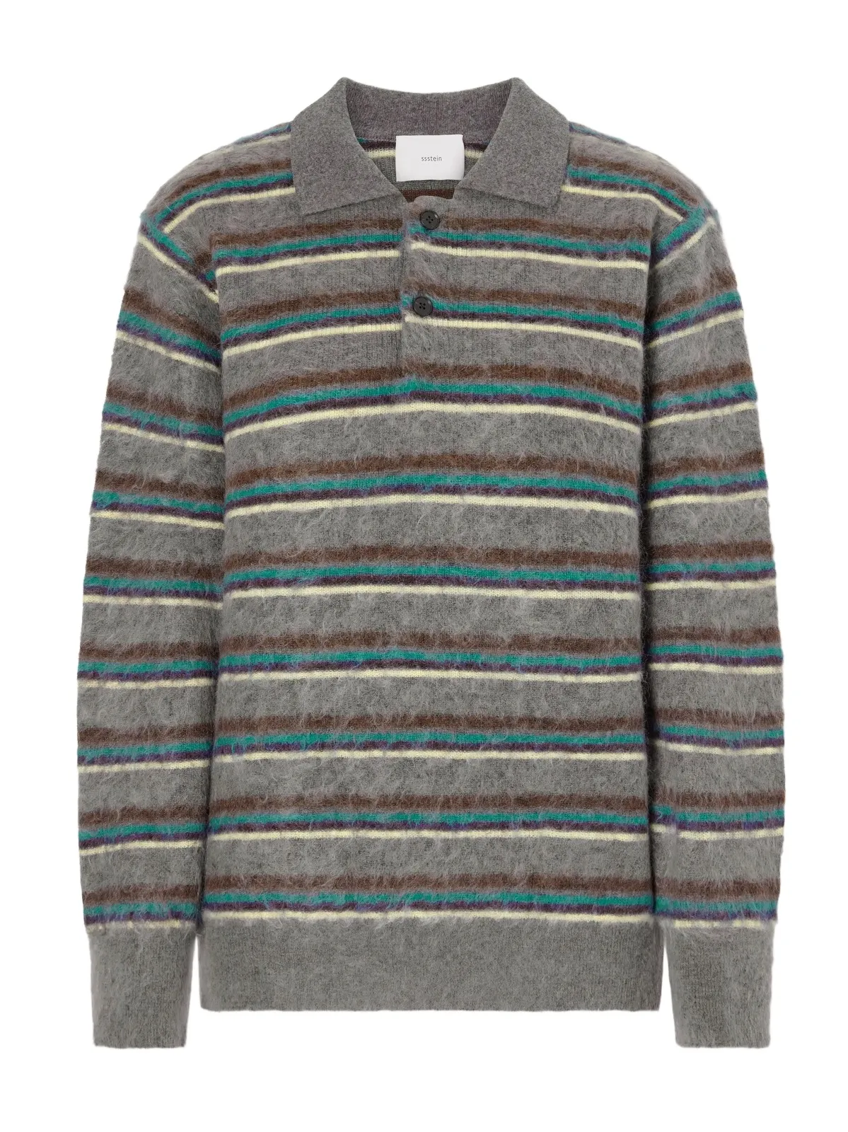 Striped Brushed-knit Polo Shirt