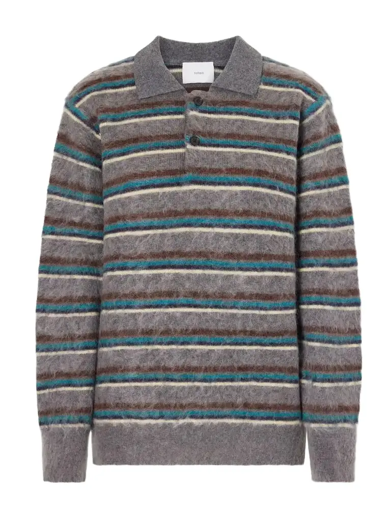 ssstein Striped Brushed-knit Polo Shirt