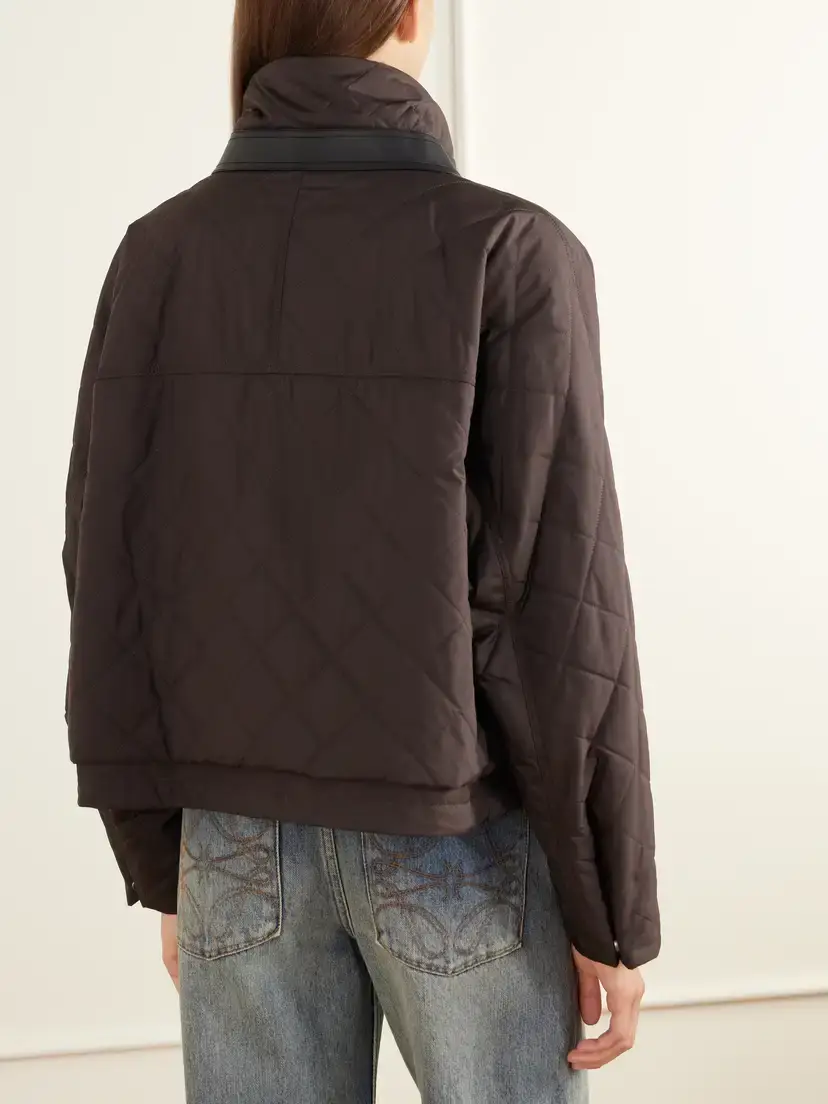 Loewe Padded Quilted Leather-trimmed Shell Jacket | Thumbnail 4 Loewe Padded Quilted Leather-trimmed Shell Jacket | Thumbnail 4