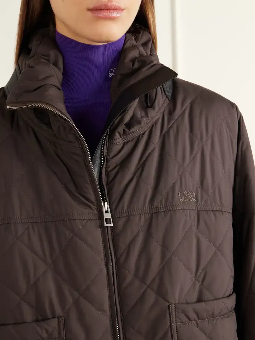 Loewe Padded Quilted Leather-trimmed Shell Jacket | Thumbnail 5 Loewe Padded Quilted Leather-trimmed Shell Jacket | Thumbnail 5