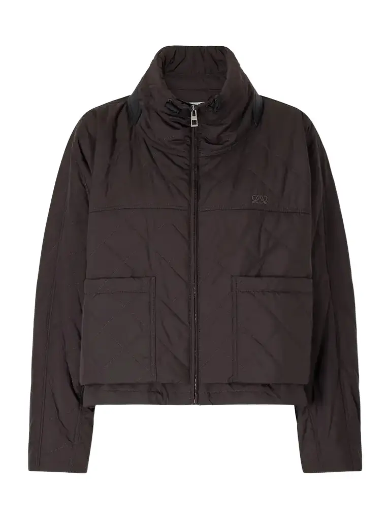 Padded Quilted Leather-trimmed Shell Jacket