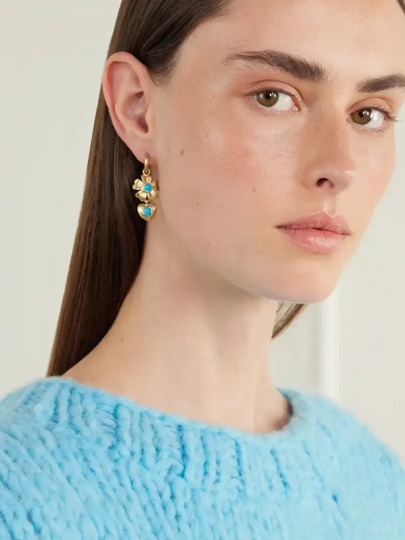 Irene Neuwirth Golden Blossom 18-karat Gold Turquoise Earrings | Thumbnail 2
