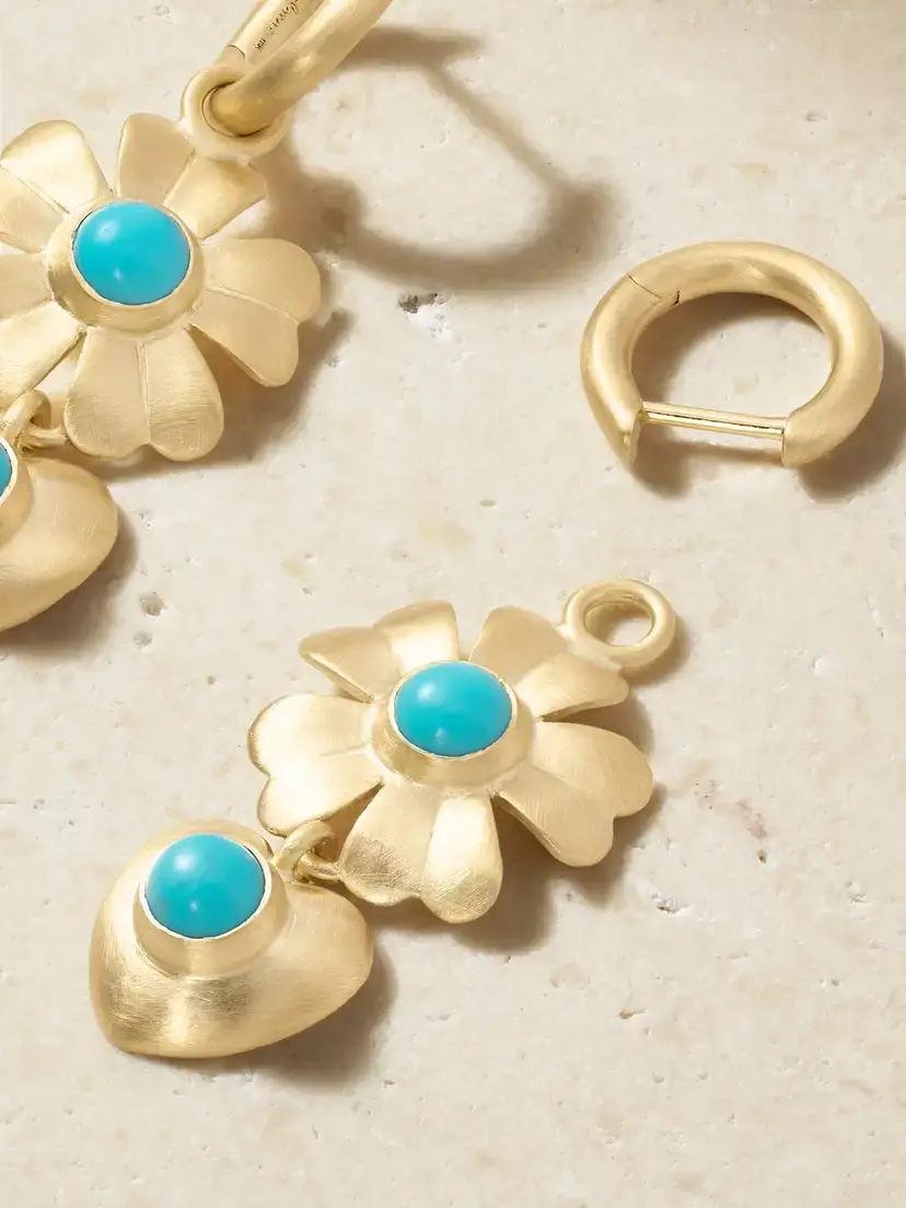 Irene Neuwirth Golden Blossom 18-karat Gold Turquoise Earrings | Thumbnail 3