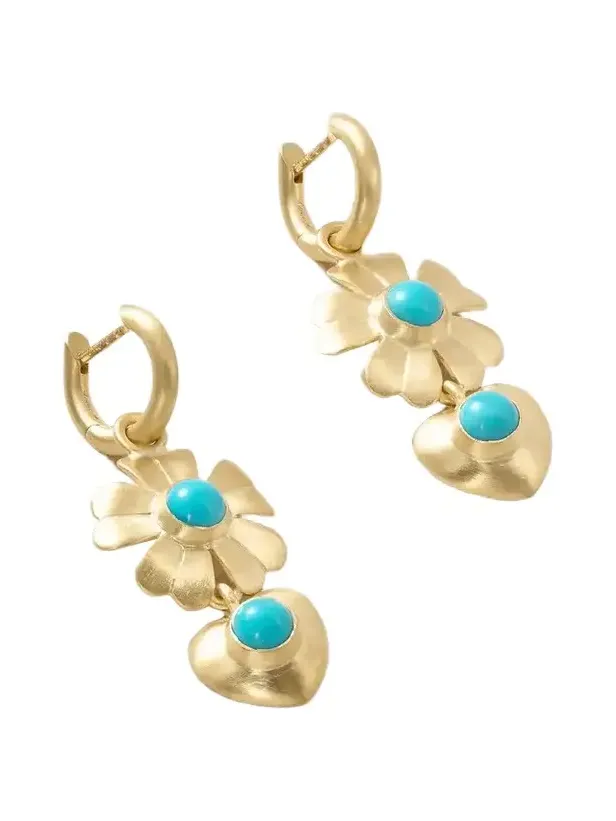 Golden Blossom 18-karat Gold Turquoise Earrings Golden Blossom 18-karat Gold Turquoise Earrings