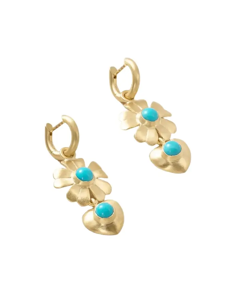 Irene Neuwirth Golden Blossom 18-karat Gold Turquoise Earrings