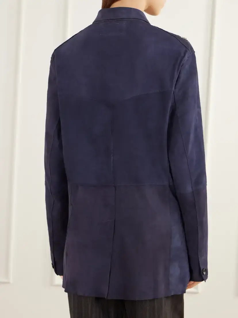 Kartik Research Bead-embellished Paneled Suede Blazer | Thumbnail 4