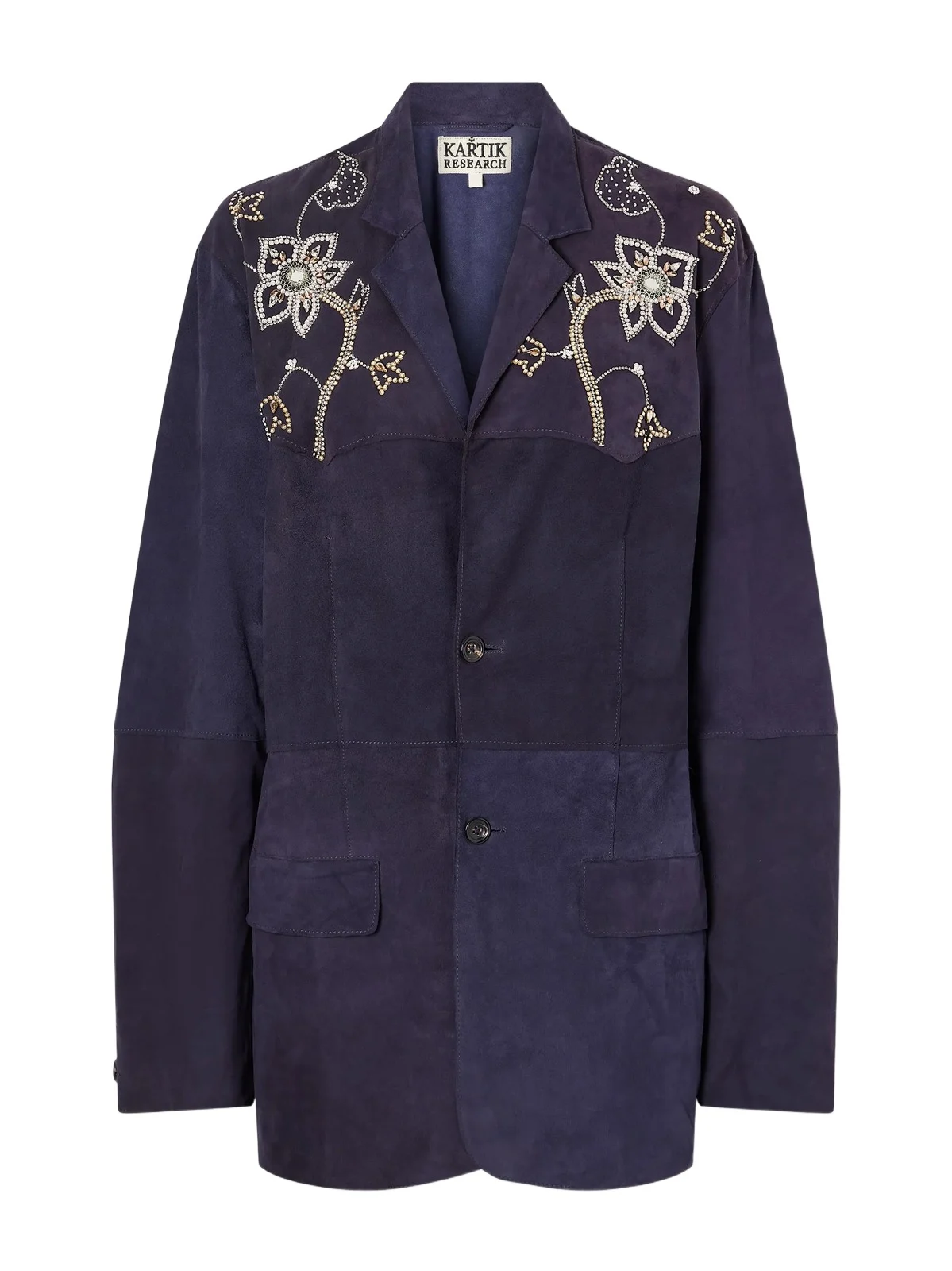 Kartik Research Bead-embellished Paneled Suede Blazer