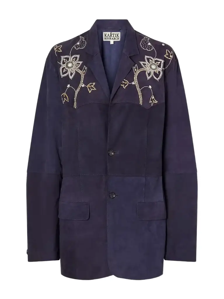 Kartik Research Bead-embellished Paneled Suede Blazer