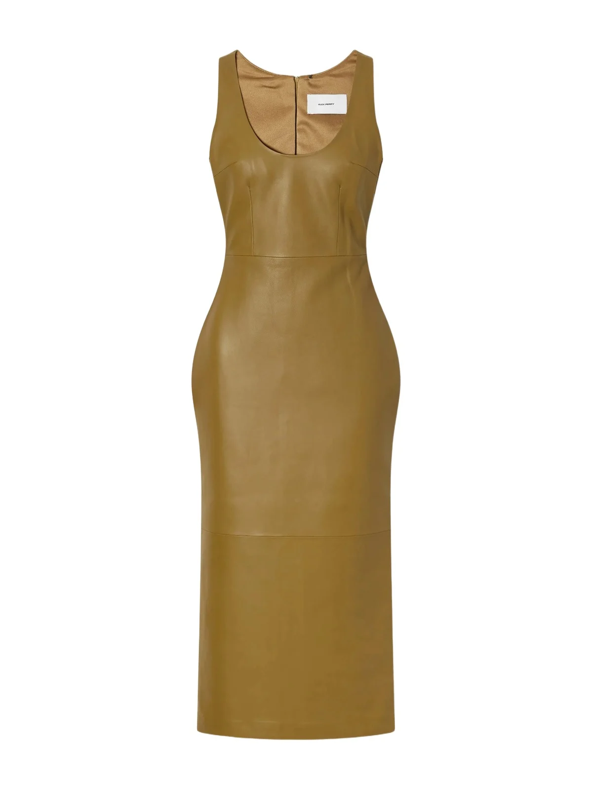 Alex Perry Darted Paneled Leather Midi Dress