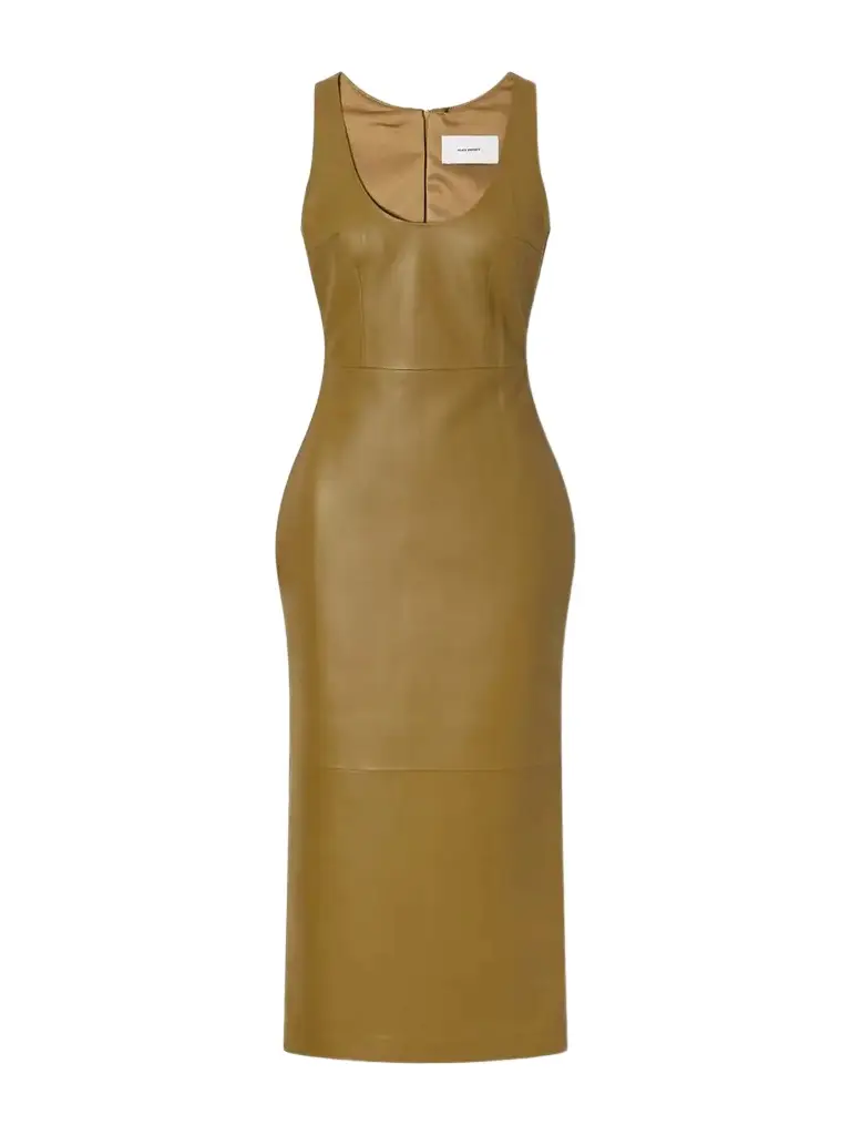 Alex Perry Darted Paneled Leather Midi Dress