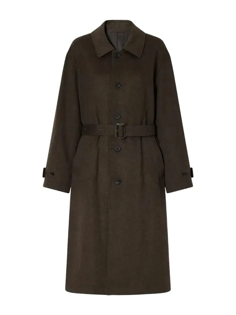 Belted Wool-doeskin Coat