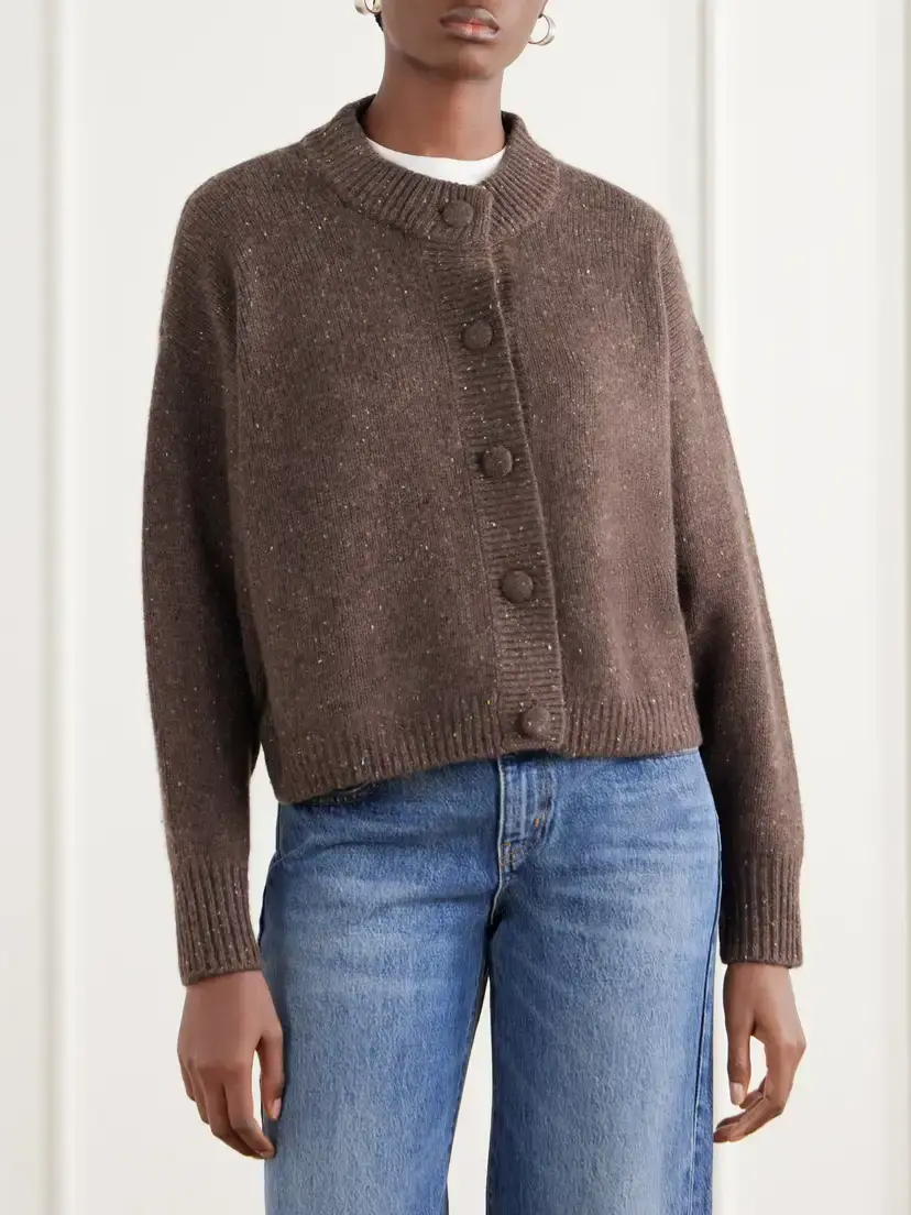 Frame The Fleck Wool And Cashmere-blend Cardigan - Brown | Thumbnail 3