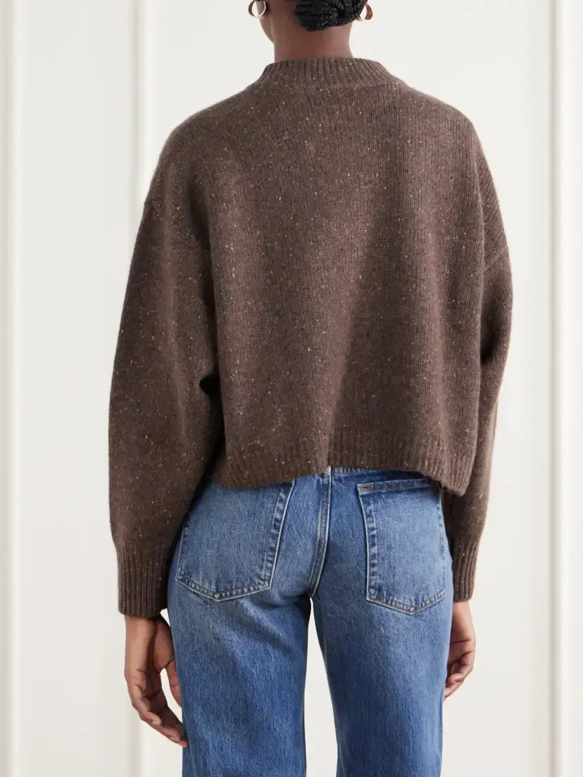 Frame The Fleck Wool And Cashmere-blend Cardigan - Brown | Thumbnail 4